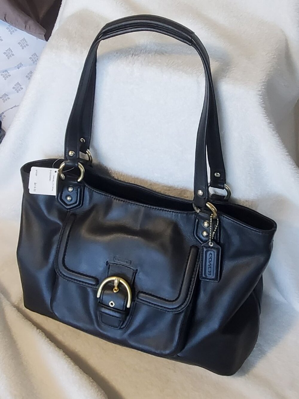 COACH Campbell Belle Smooth Black Leather Shoulder Bag F24961 Brand New w/Tags!